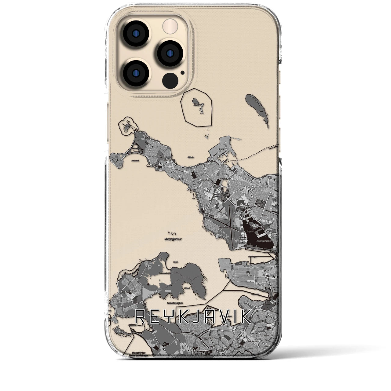 【レイキャヴィーク(アイスランド)】地図柄iPhoneケース(クリアタイプ)