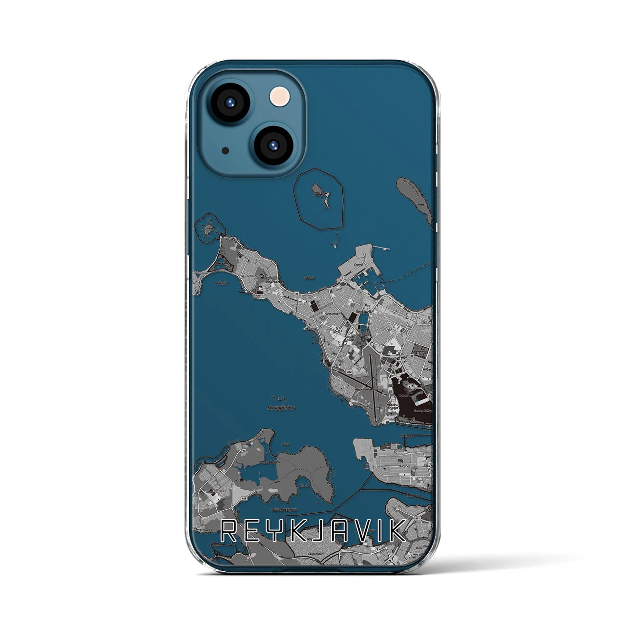 【レイキャヴィーク(アイスランド)】地図柄iPhoneケース(クリアタイプ)