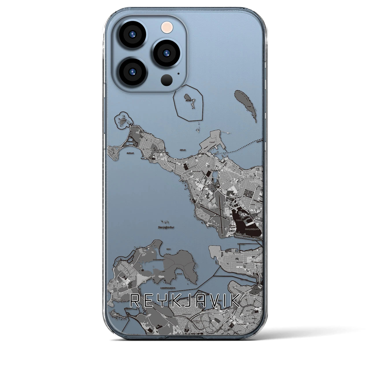 【レイキャヴィーク(アイスランド)】地図柄iPhoneケース(クリアタイプ)
