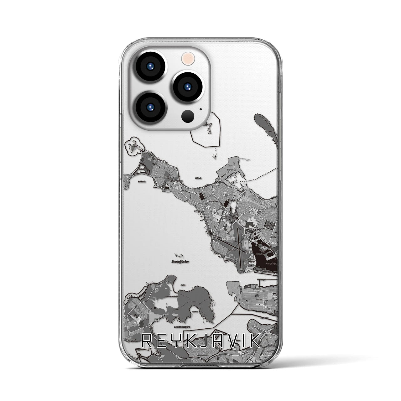 【レイキャヴィーク(アイスランド)】地図柄iPhoneケース(クリアタイプ)