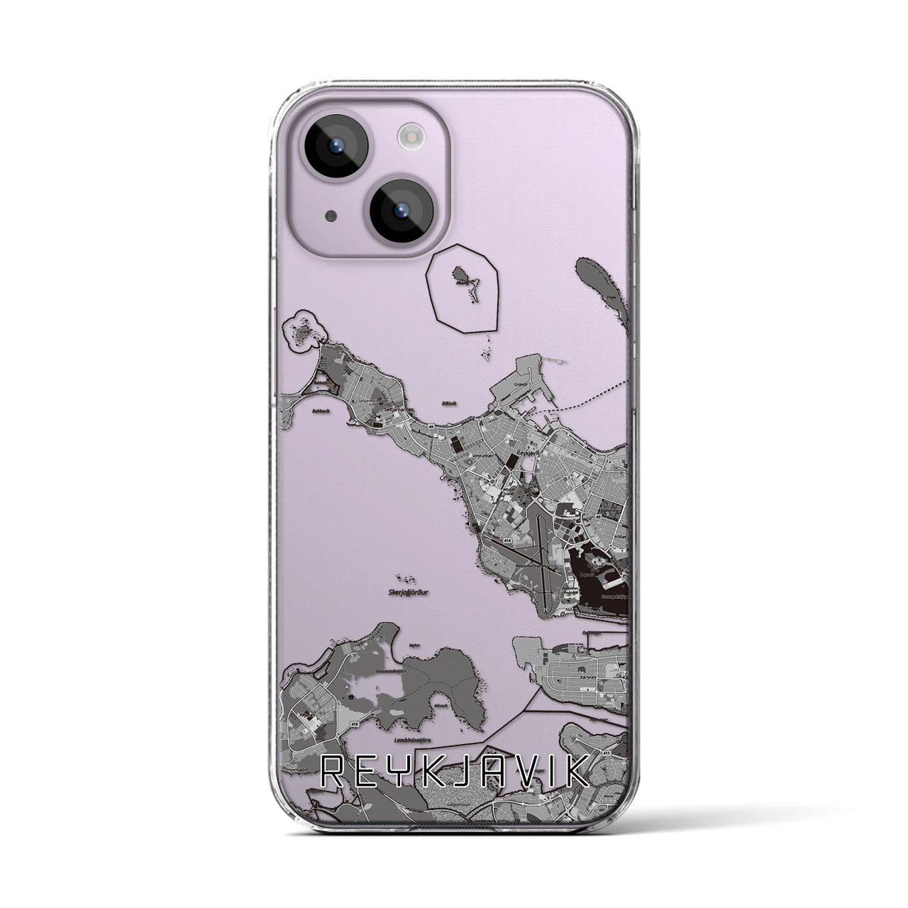 【レイキャヴィーク(アイスランド)】地図柄iPhoneケース(クリアタイプ)