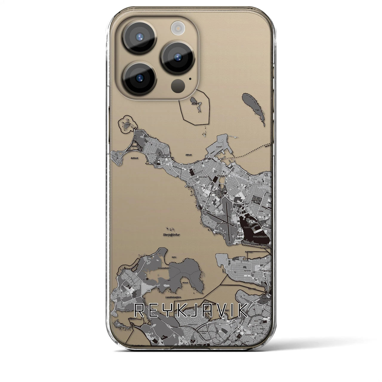 【レイキャヴィーク(アイスランド)】地図柄iPhoneケース(クリアタイプ)