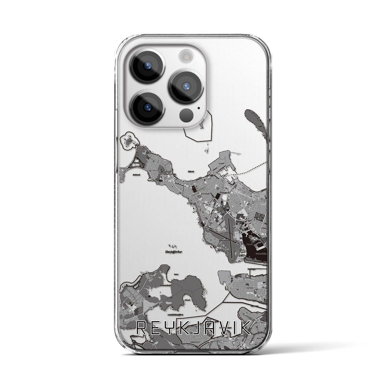 【レイキャヴィーク(アイスランド)】地図柄iPhoneケース(クリアタイプ)