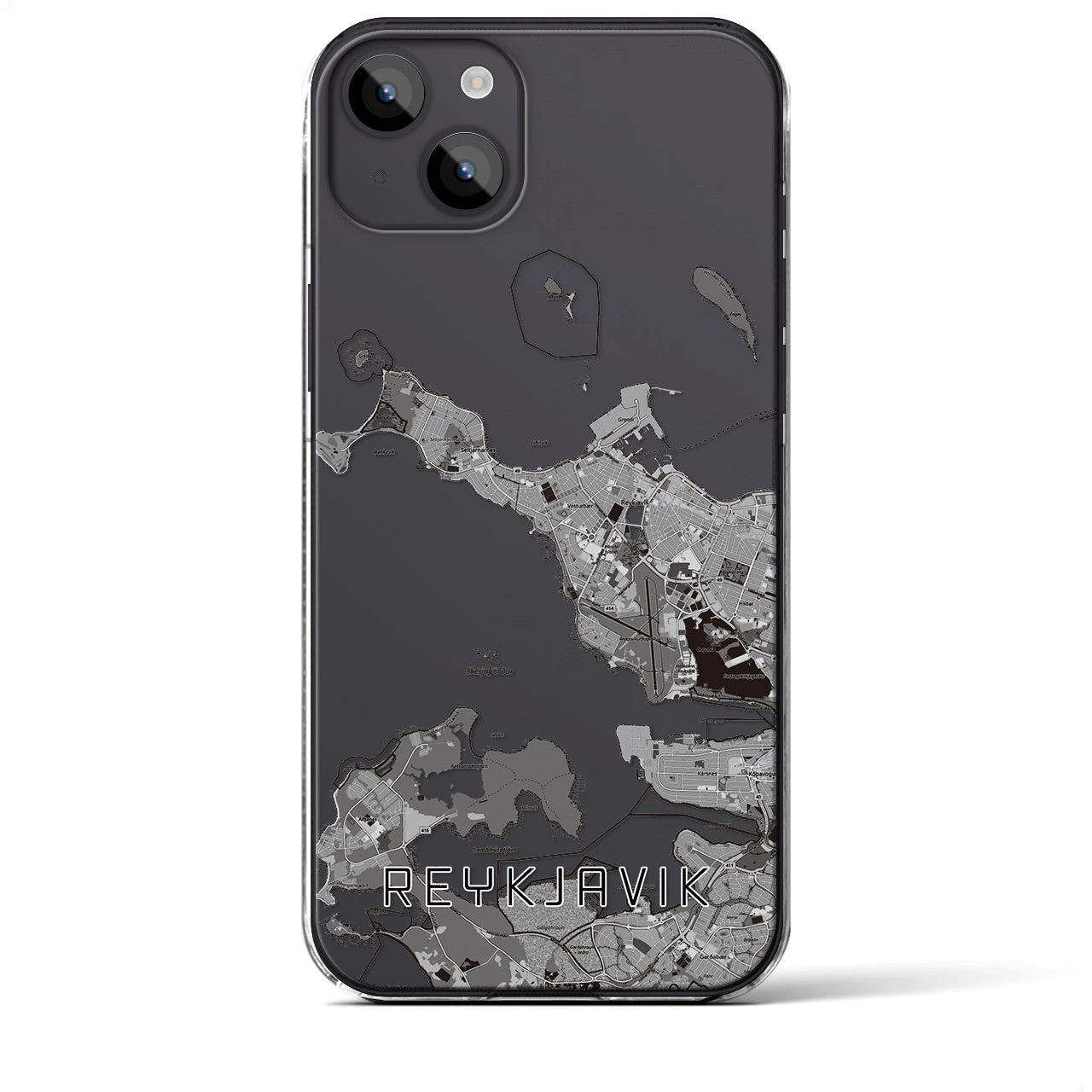 【レイキャヴィーク(アイスランド)】地図柄iPhoneケース(クリアタイプ)