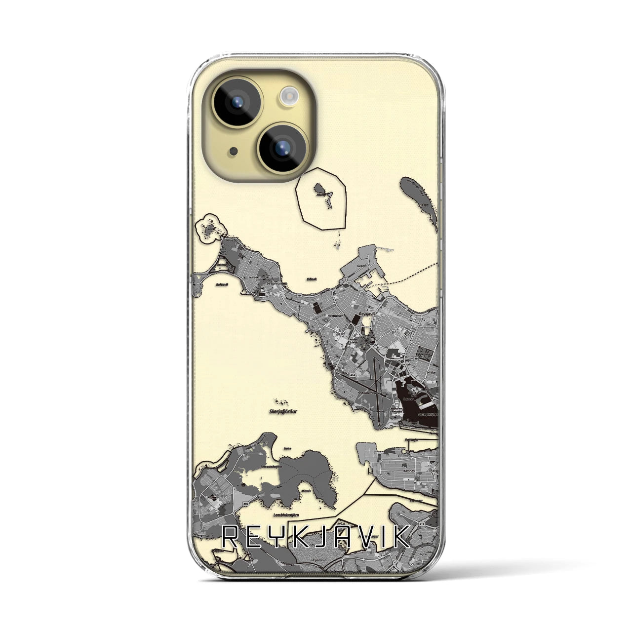 【レイキャヴィーク(アイスランド)】地図柄iPhoneケース(クリアタイプ)