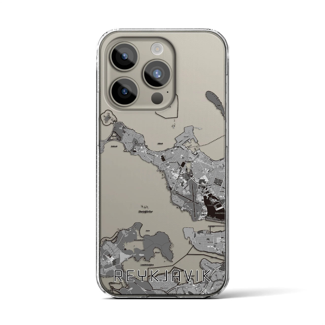 【レイキャヴィーク(アイスランド)】地図柄iPhoneケース(クリアタイプ)