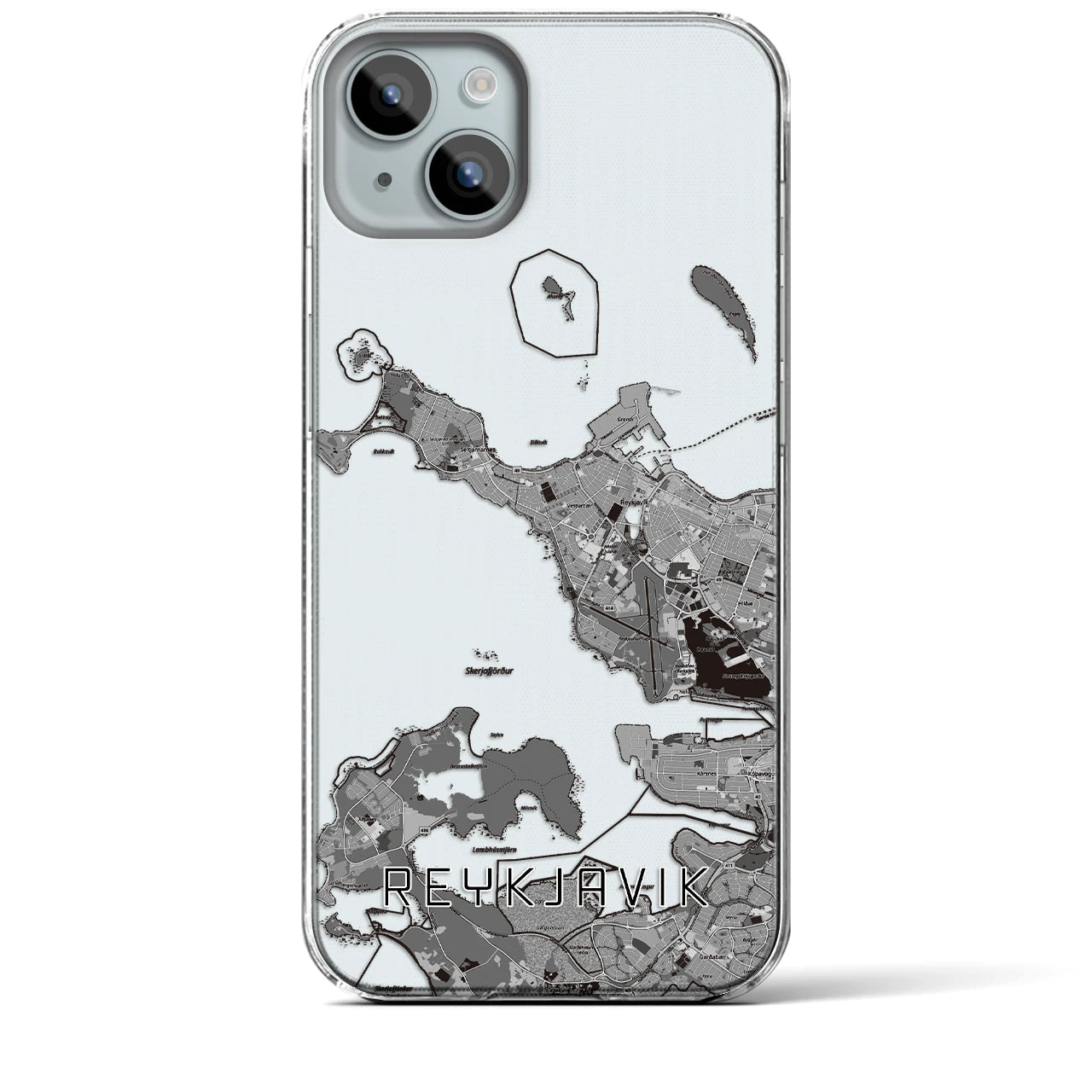 【レイキャヴィーク(アイスランド)】地図柄iPhoneケース(クリアタイプ)