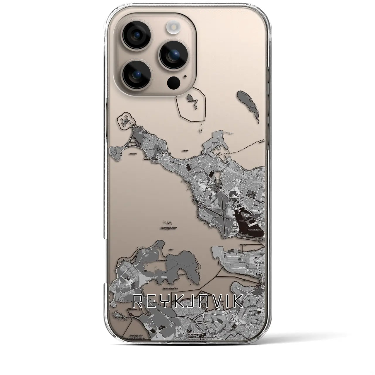 【レイキャヴィーク(アイスランド)】地図柄iPhoneケース(クリアタイプ)