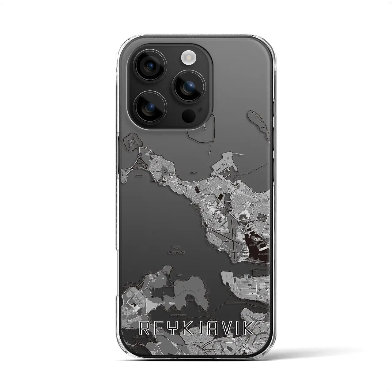 【レイキャヴィーク(アイスランド)】地図柄iPhoneケース(クリアタイプ)