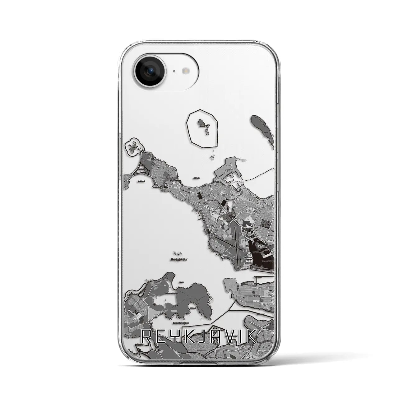【レイキャヴィーク(アイスランド)】地図柄iPhoneケース(クリアタイプ)