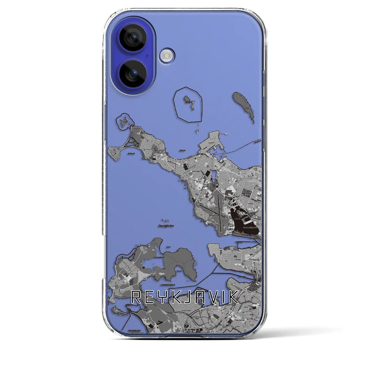 【レイキャヴィーク(アイスランド)】地図柄iPhoneケース(クリアタイプ)