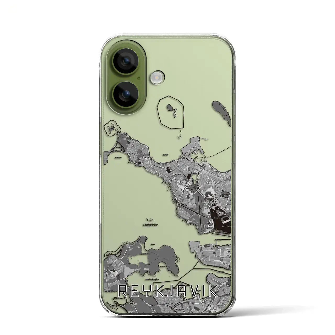 【レイキャヴィーク(アイスランド)】地図柄iPhoneケース(クリアタイプ)