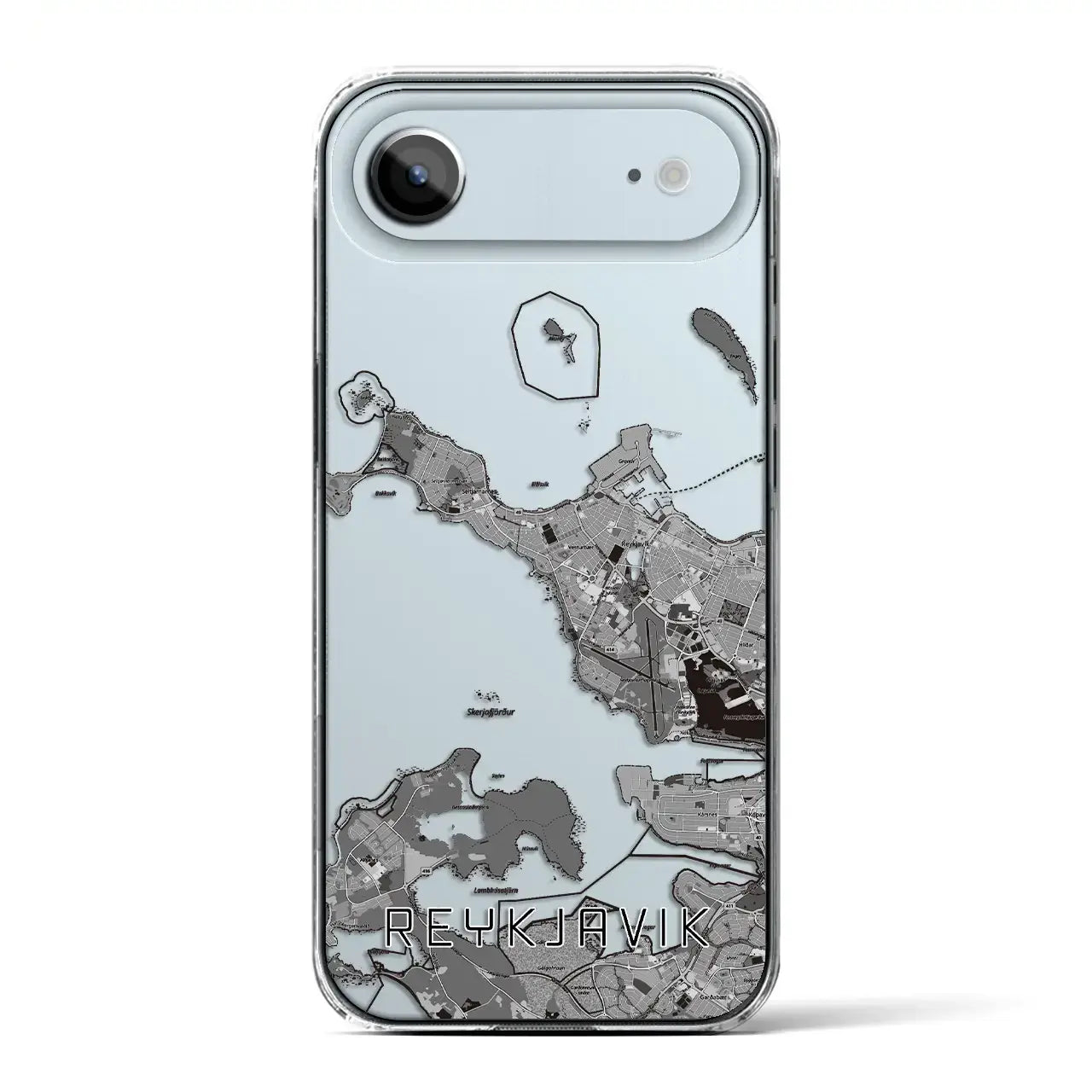 【レイキャヴィーク(アイスランド)】地図柄iPhoneケース(クリアタイプ)モノトーン・iPhone 17 Pro Max 用