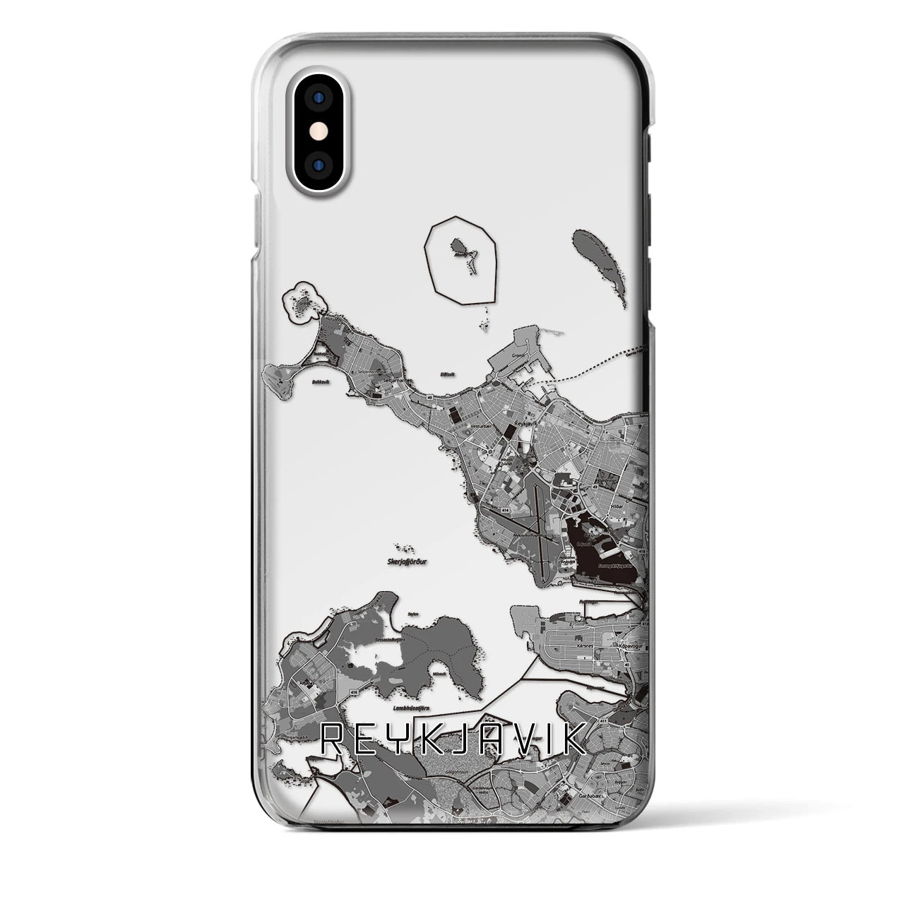 【レイキャヴィーク(アイスランド)】地図柄iPhoneケース(クリアタイプ)