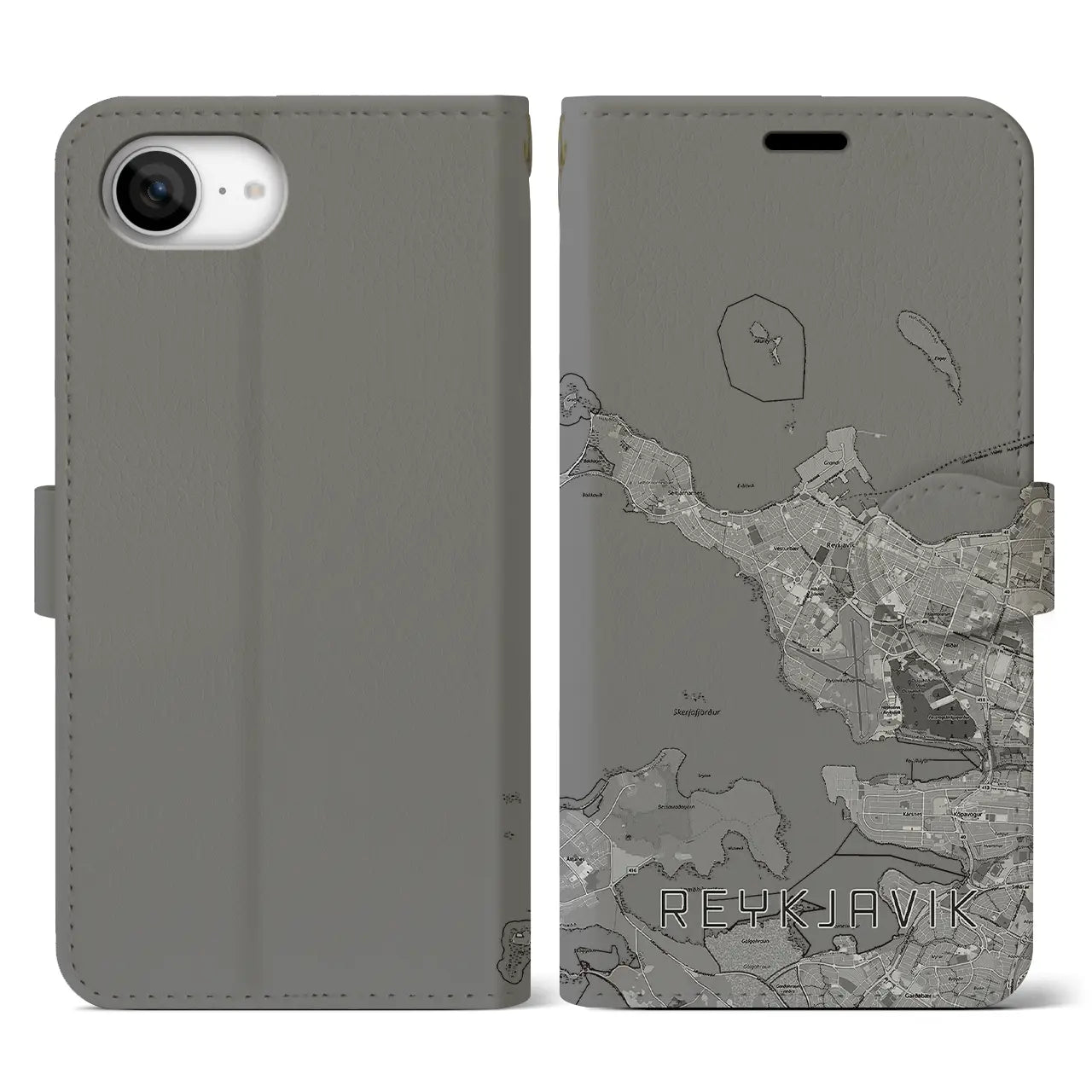 【レイキャヴィーク(アイスランド)】地図柄iPhoneケース(手帳タイプ)