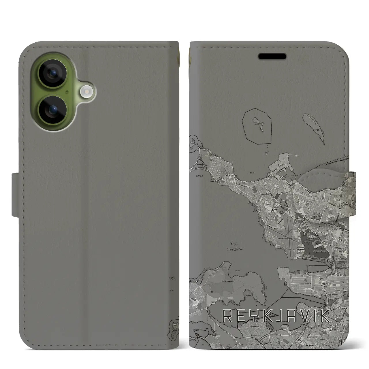 【レイキャヴィーク(アイスランド)】地図柄iPhoneケース(手帳タイプ)