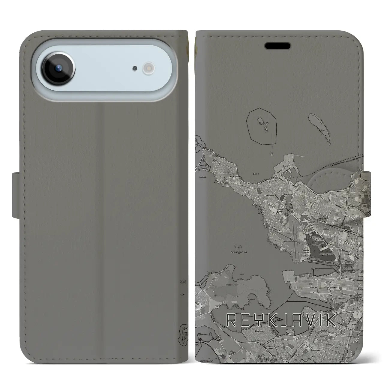 【レイキャヴィーク(アイスランド)】地図柄iPhoneケース(手帳タイプ)