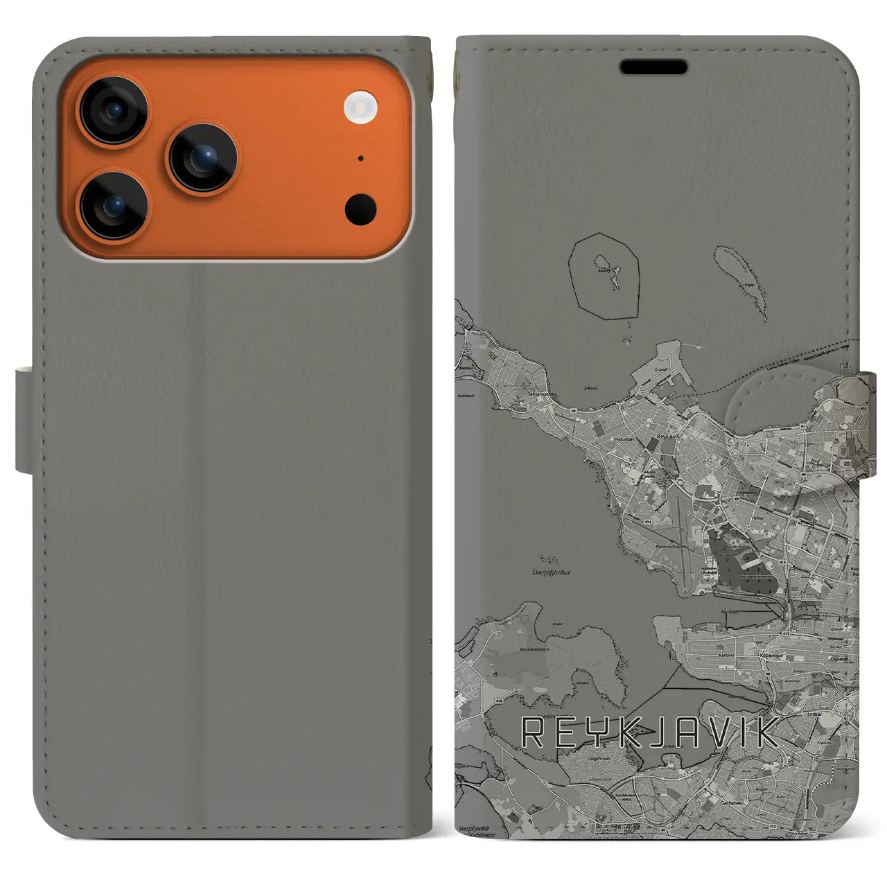 【レイキャヴィーク(アイスランド)】地図柄iPhoneケース(手帳タイプ)