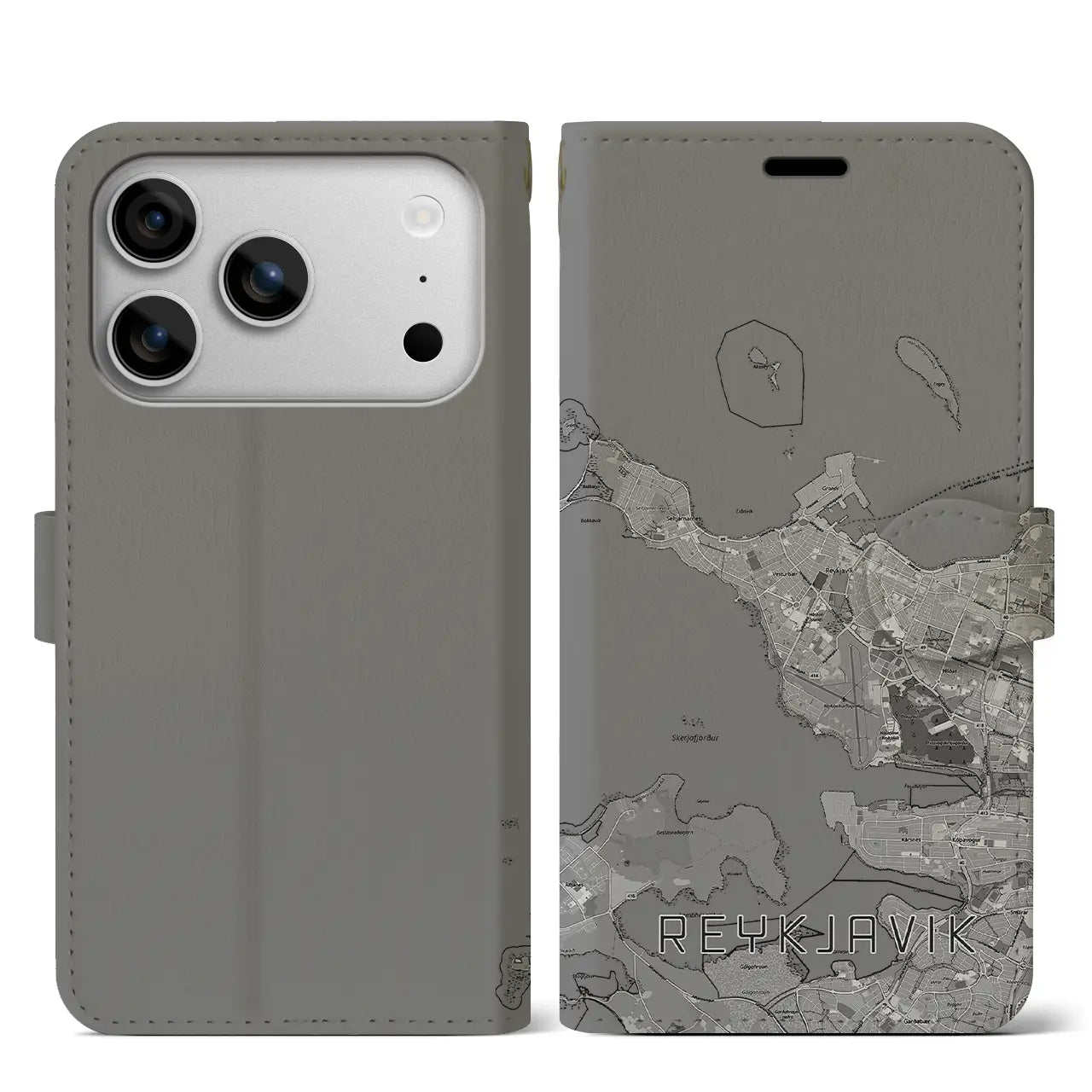 【レイキャヴィーク(アイスランド)】地図柄iPhoneケース(手帳タイプ)