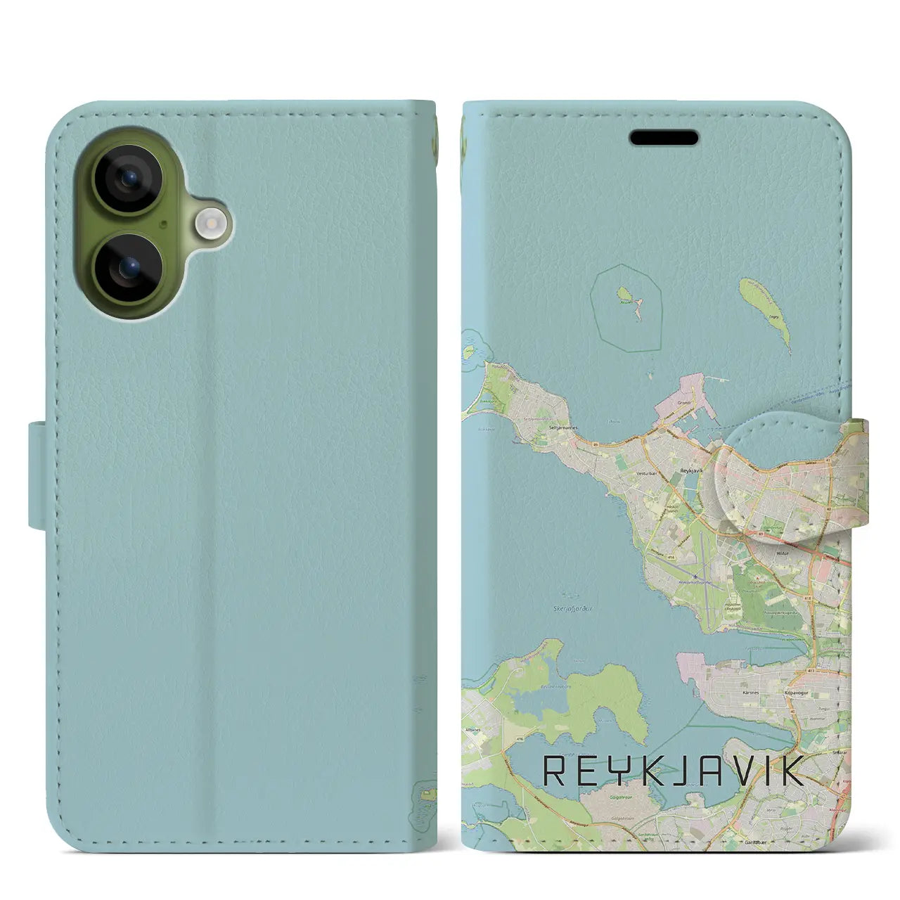【レイキャヴィーク(アイスランド)】地図柄iPhoneケース(手帳タイプ)