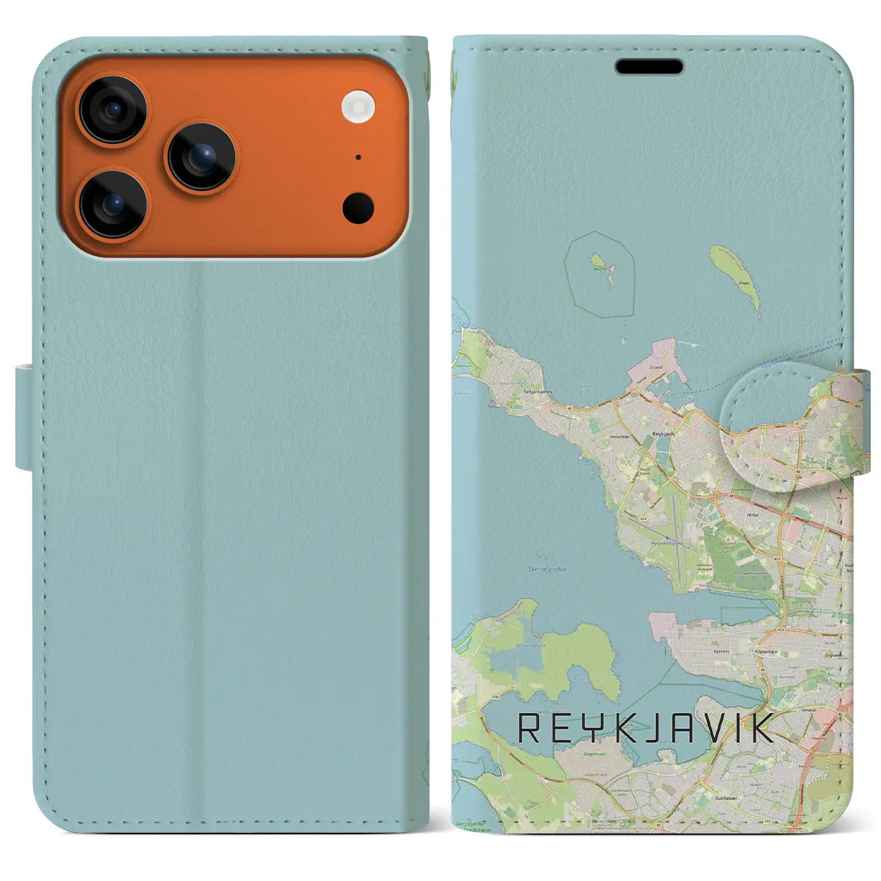【レイキャヴィーク(アイスランド)】地図柄iPhoneケース(手帳タイプ)