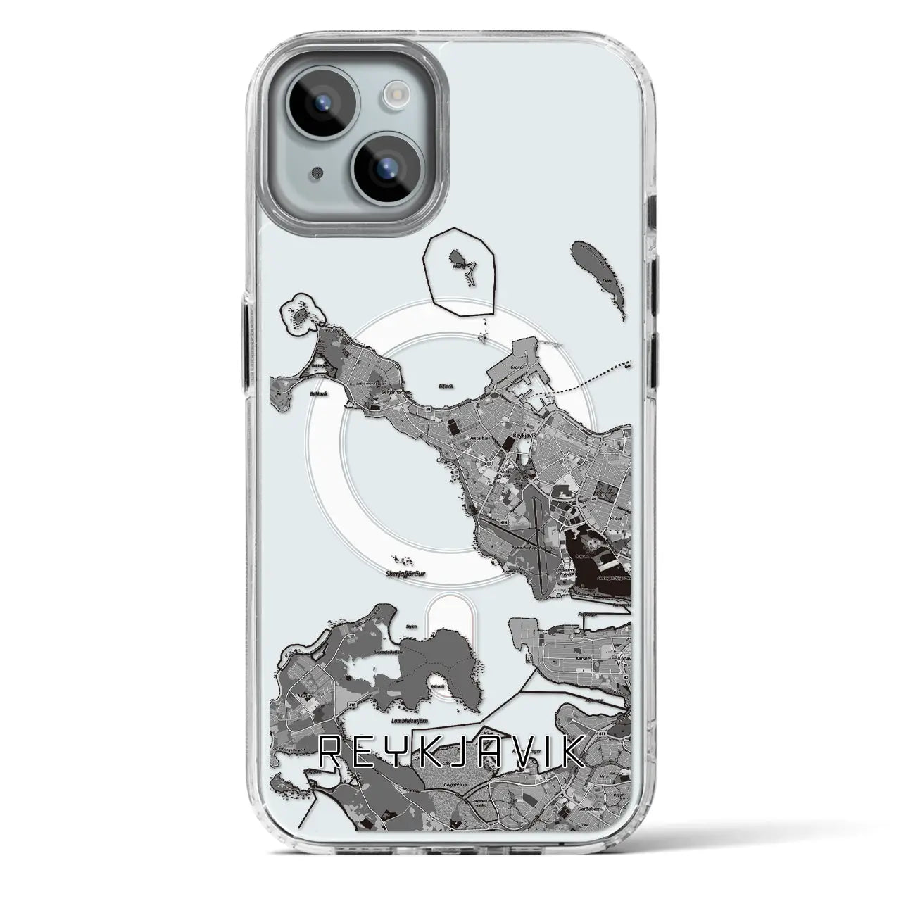 【レイキャヴィーク(アイスランド)】地図柄iPhoneケース(MagSafeタイプ)