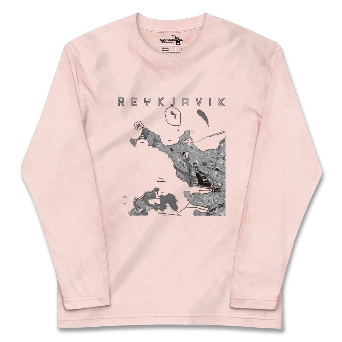 【レイキャヴィーク(アイスランド)】地図柄ロングスリーブTシャツ