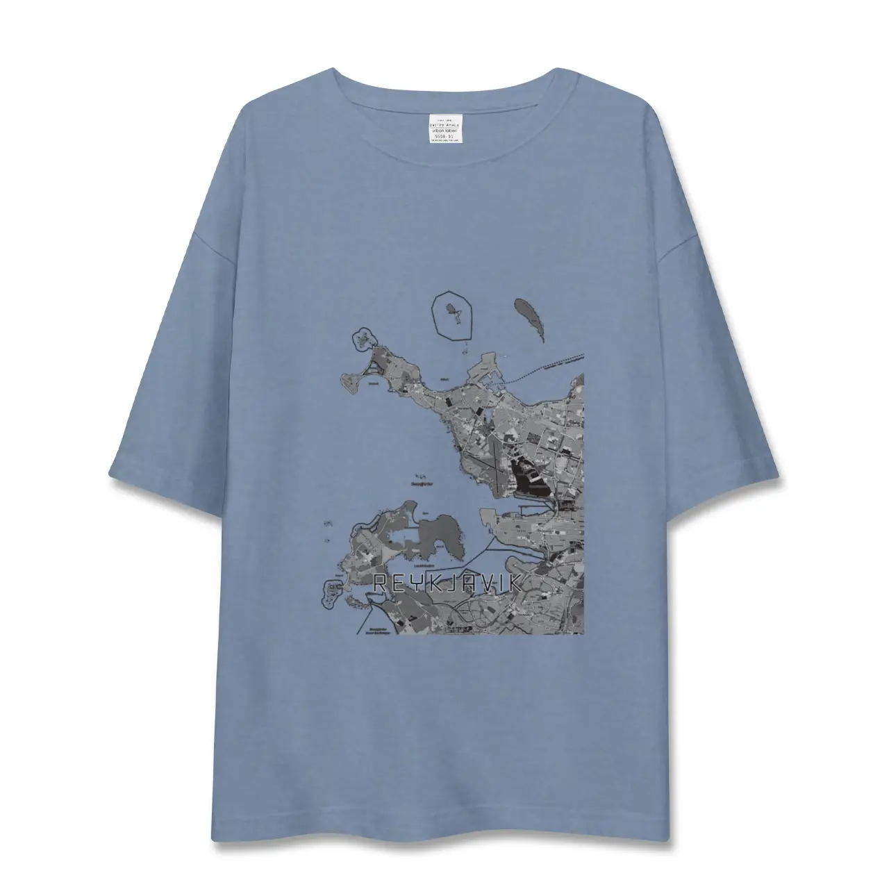 【レイキャヴィーク(アイスランド)】地図柄ビッグシルエットTシャツ