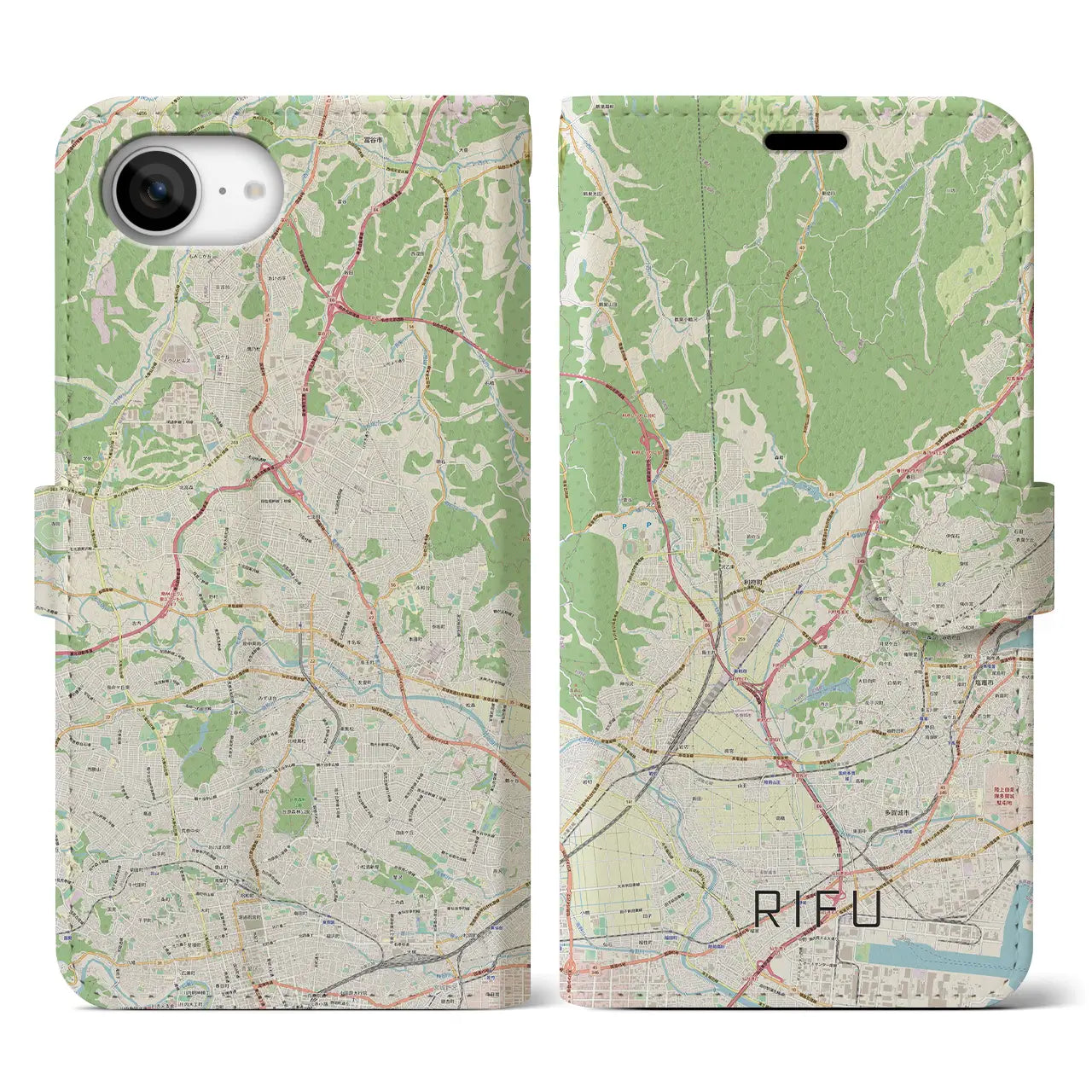 【利府(宮城県)】地図柄iPhoneケース(手帳タイプ)