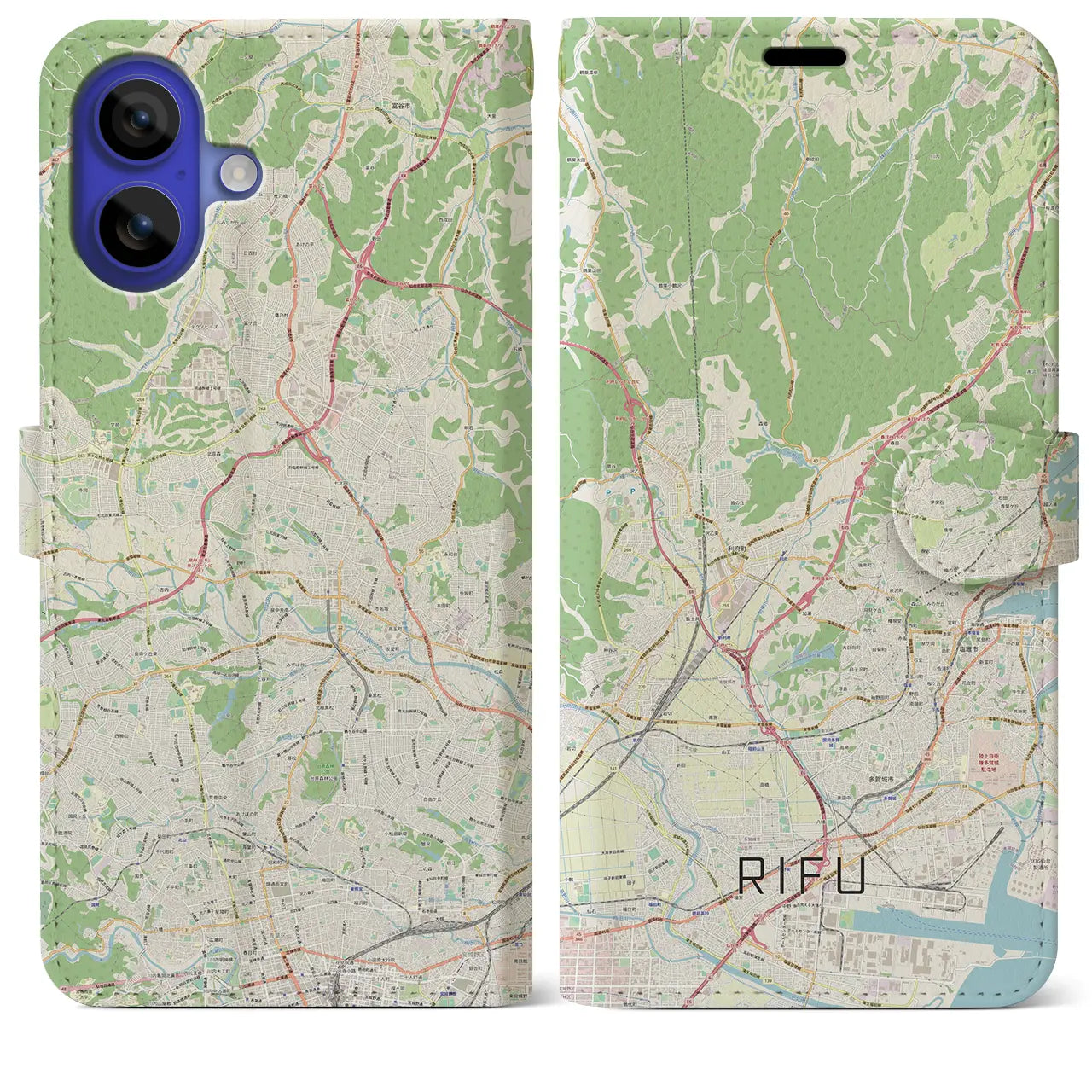 【利府(宮城県)】地図柄iPhoneケース(手帳タイプ)ナチュラル・iPhone 16 Pro Max 用
