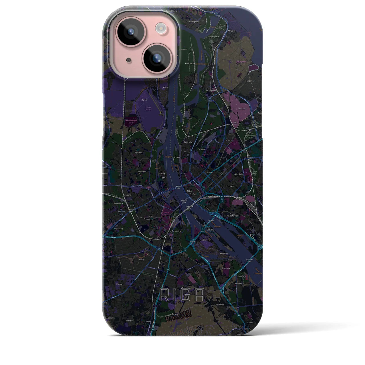 【リガ(ラトビア)】地図柄iPhoneケース(バックカバータイプ)