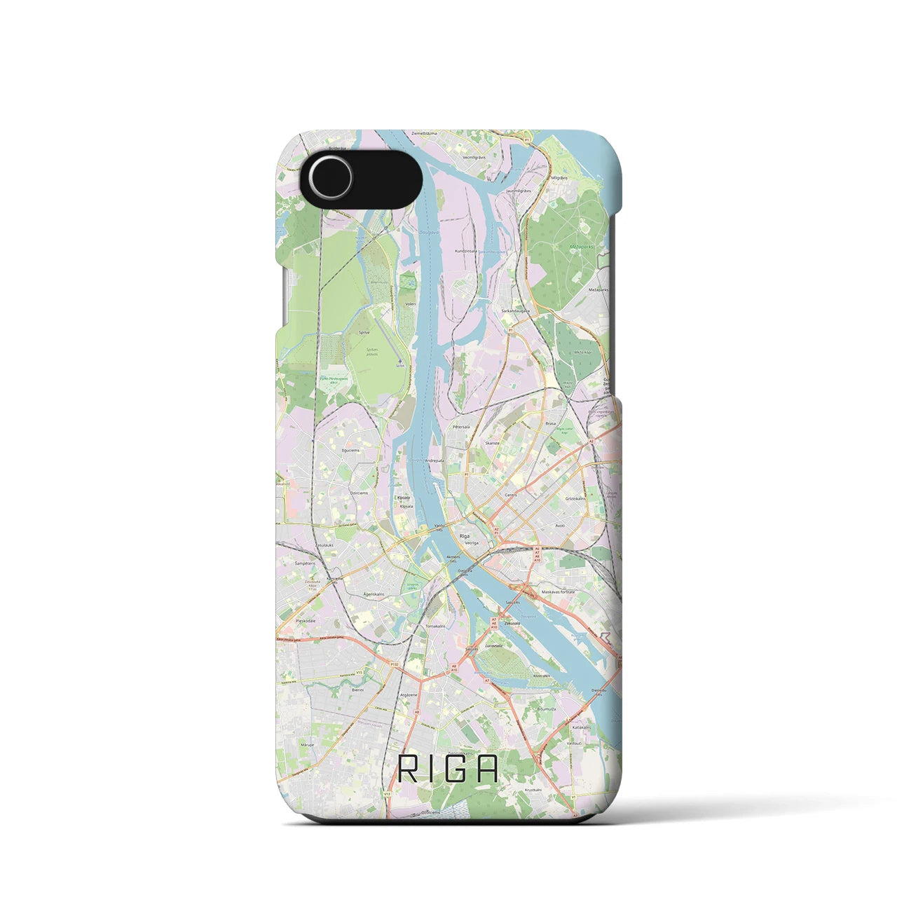 【リガ(ラトビア)】地図柄iPhoneケース(バックカバータイプ)