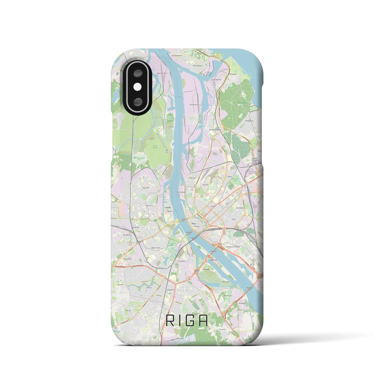 【リガ(ラトビア)】地図柄iPhoneケース(バックカバータイプ)
