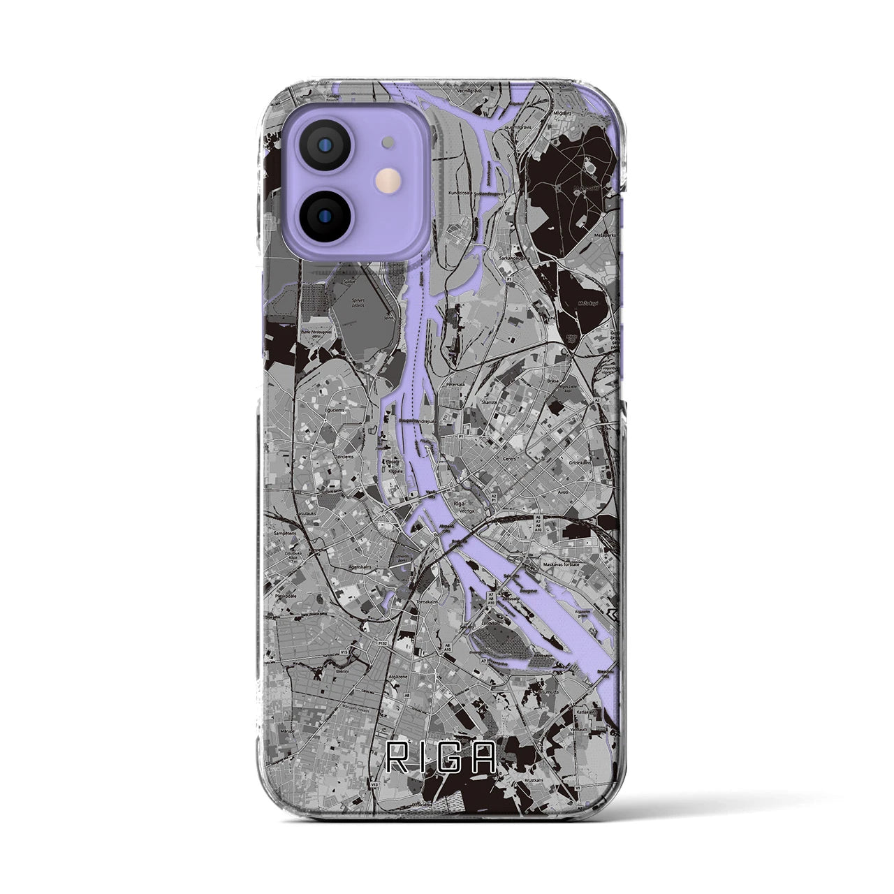 【リガ(ラトビア)】地図柄iPhoneケース(クリアタイプ)