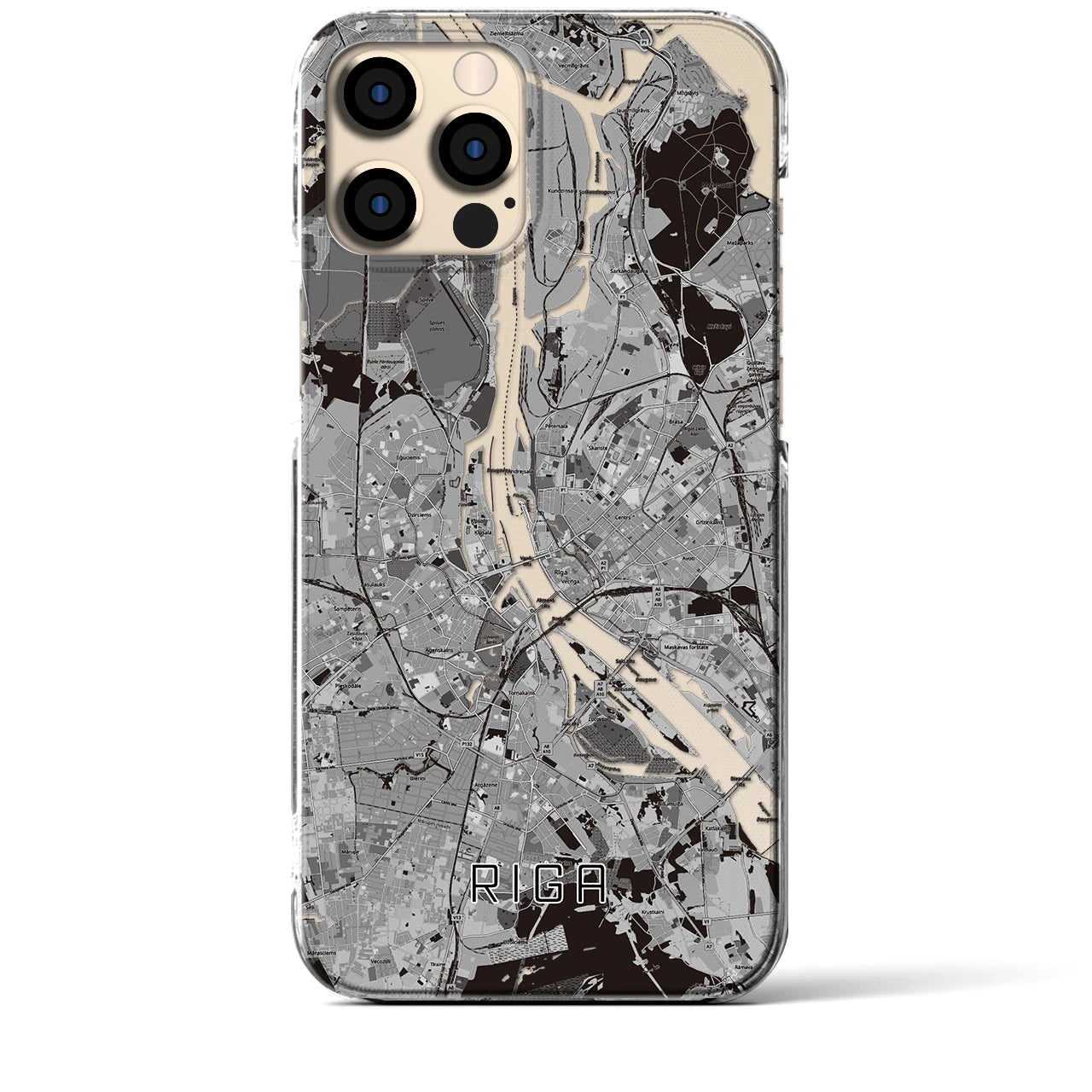 【リガ(ラトビア)】地図柄iPhoneケース(クリアタイプ)