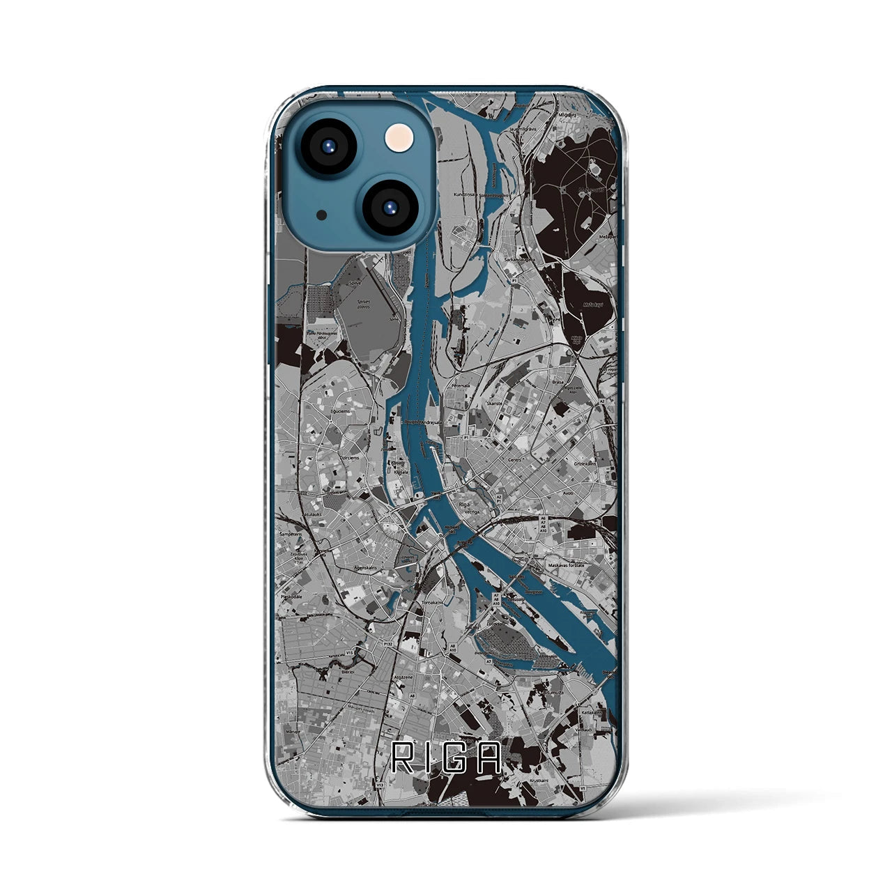 【リガ(ラトビア)】地図柄iPhoneケース(クリアタイプ)