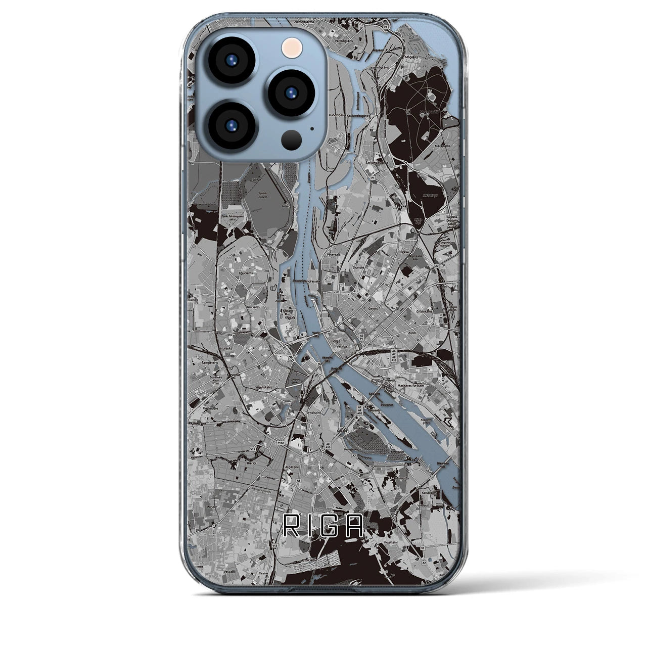 【リガ(ラトビア)】地図柄iPhoneケース(クリアタイプ)