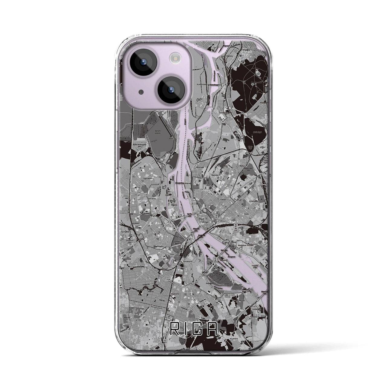 【リガ(ラトビア)】地図柄iPhoneケース(クリアタイプ)