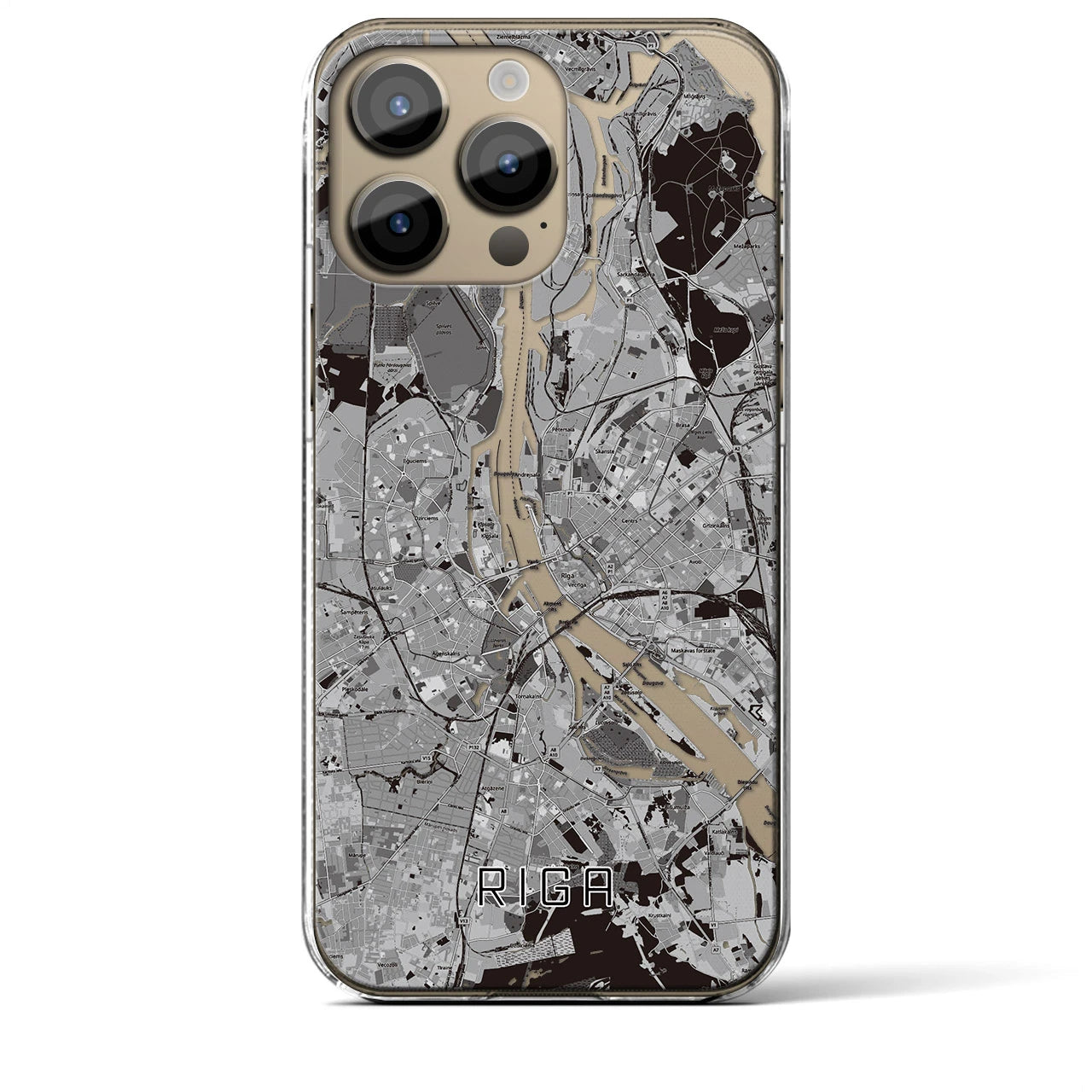 【リガ(ラトビア)】地図柄iPhoneケース(クリアタイプ)