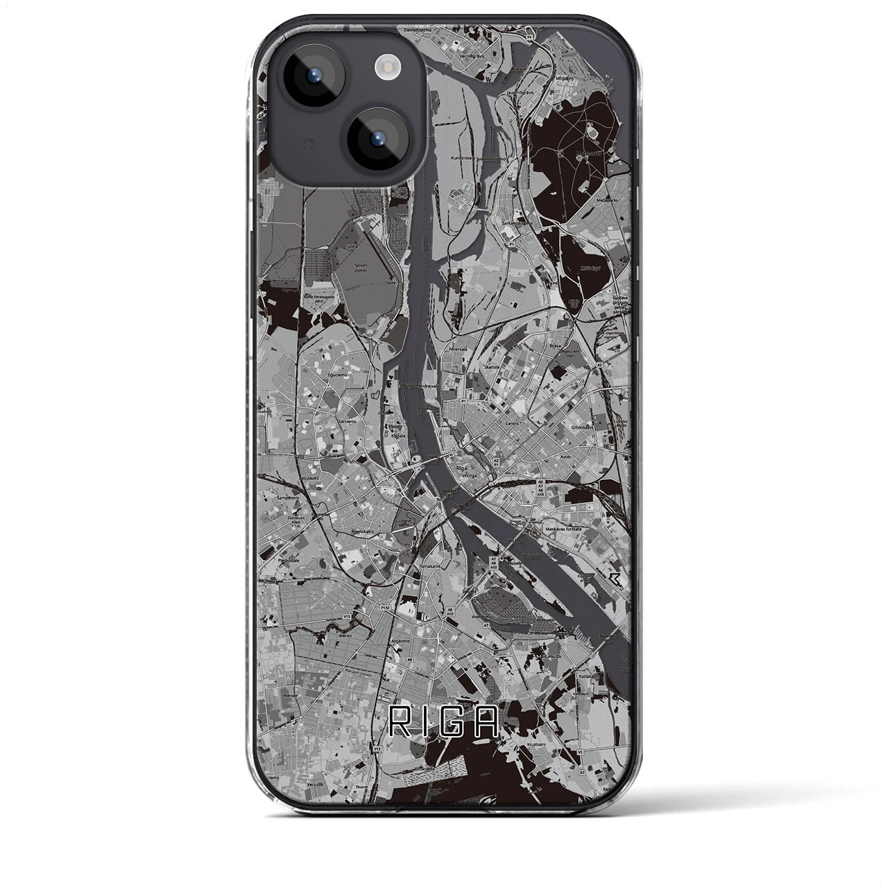 【リガ(ラトビア)】地図柄iPhoneケース(クリアタイプ)