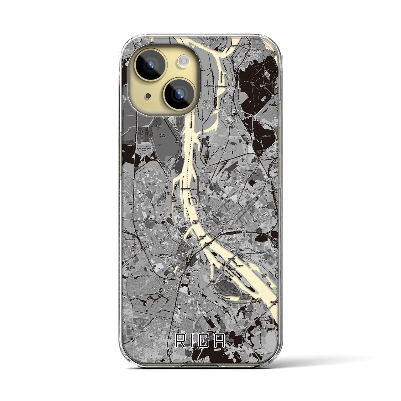 【リガ(ラトビア)】地図柄iPhoneケース(クリアタイプ)