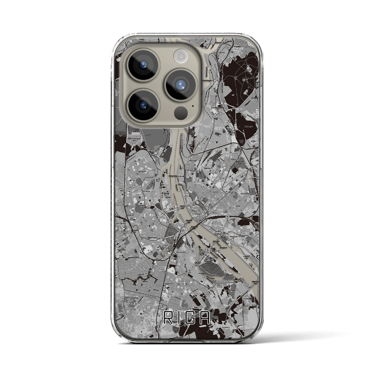 【リガ(ラトビア)】地図柄iPhoneケース(クリアタイプ)