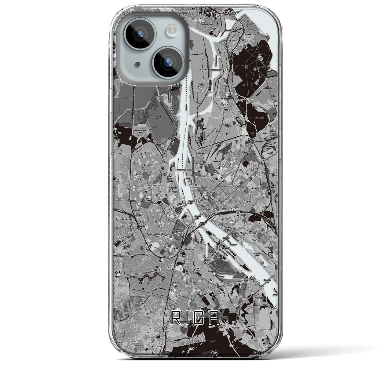 【リガ(ラトビア)】地図柄iPhoneケース(クリアタイプ)