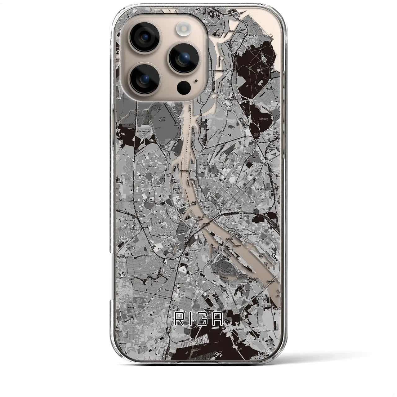 【リガ(ラトビア)】地図柄iPhoneケース(クリアタイプ)