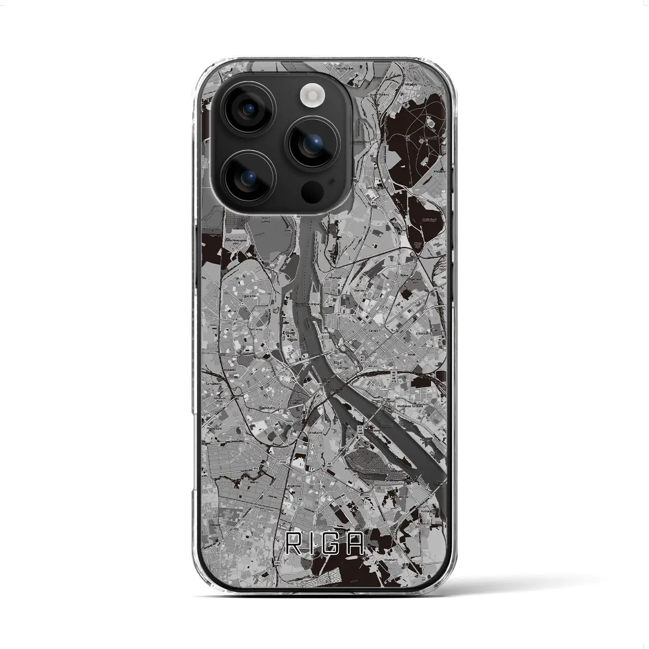 【リガ(ラトビア)】地図柄iPhoneケース(クリアタイプ)