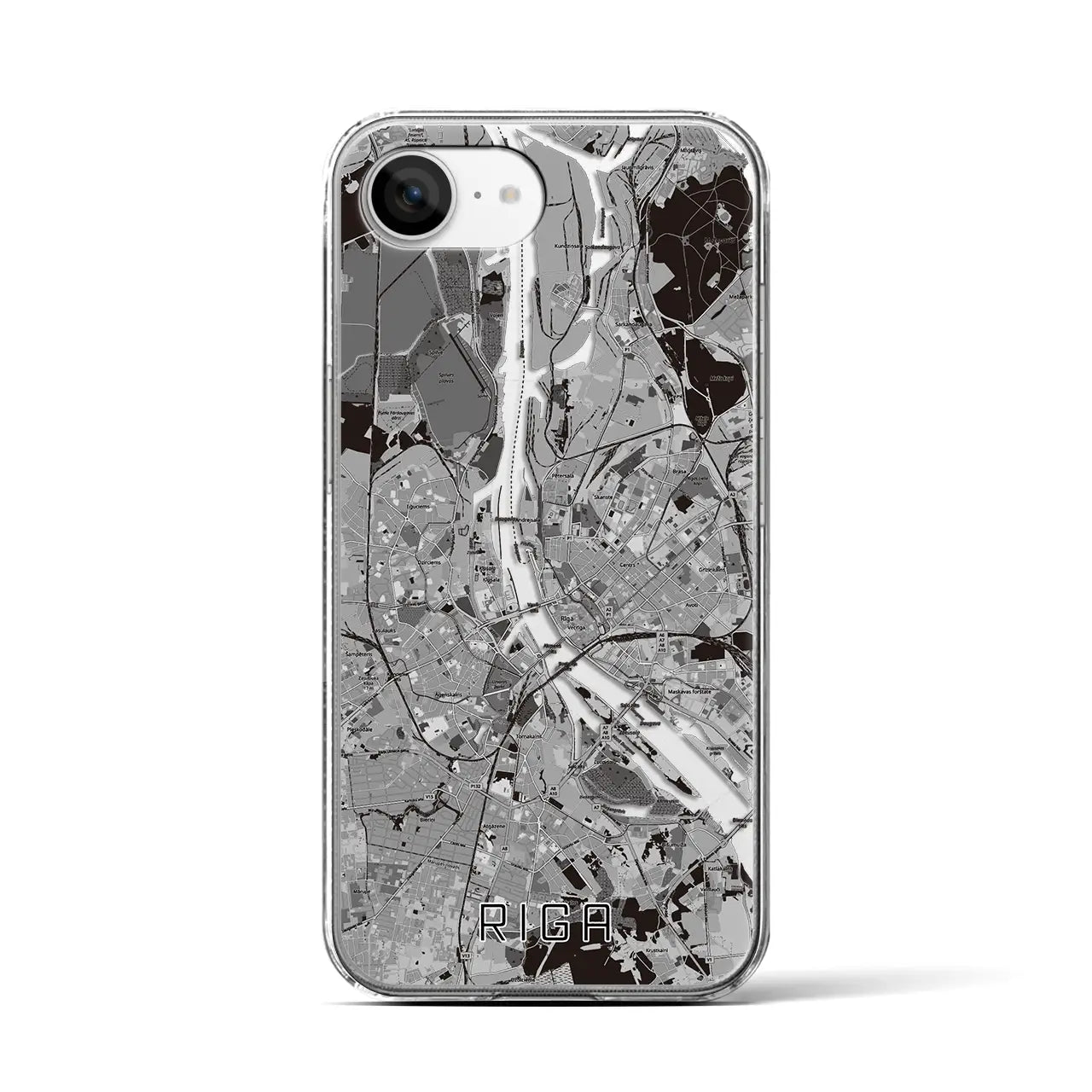 【リガ(ラトビア)】地図柄iPhoneケース(クリアタイプ)
