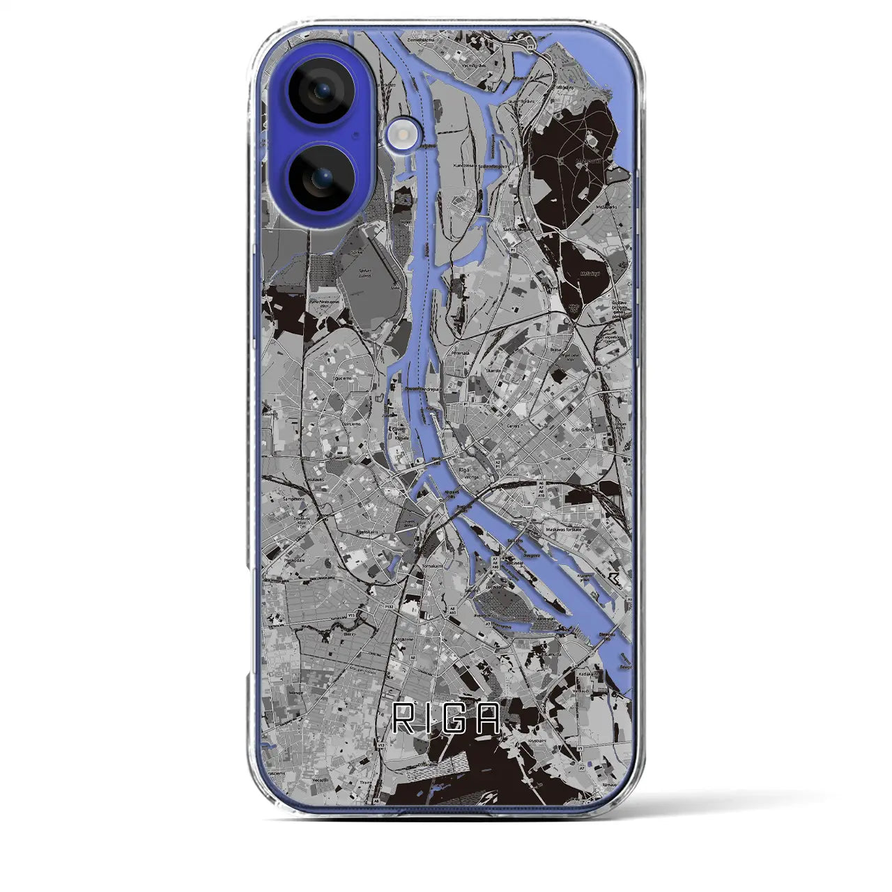 【リガ(ラトビア)】地図柄iPhoneケース(クリアタイプ)