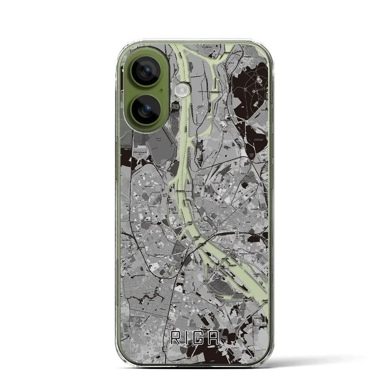 【リガ(ラトビア)】地図柄iPhoneケース(クリアタイプ)