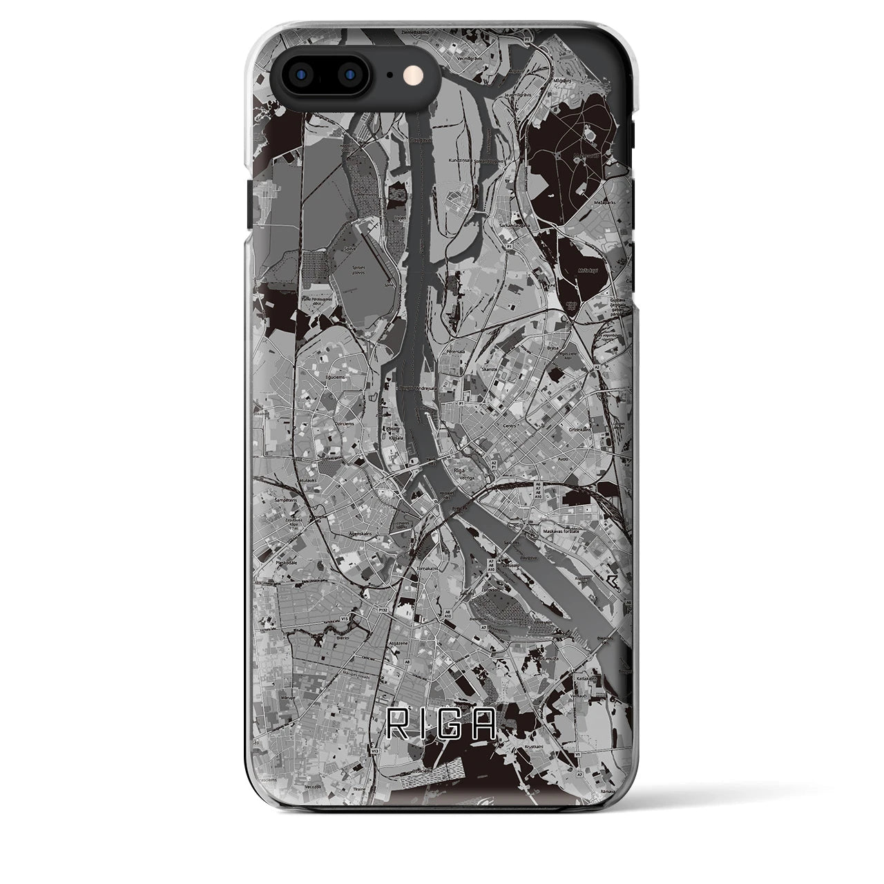 【リガ(ラトビア)】地図柄iPhoneケース(クリアタイプ)