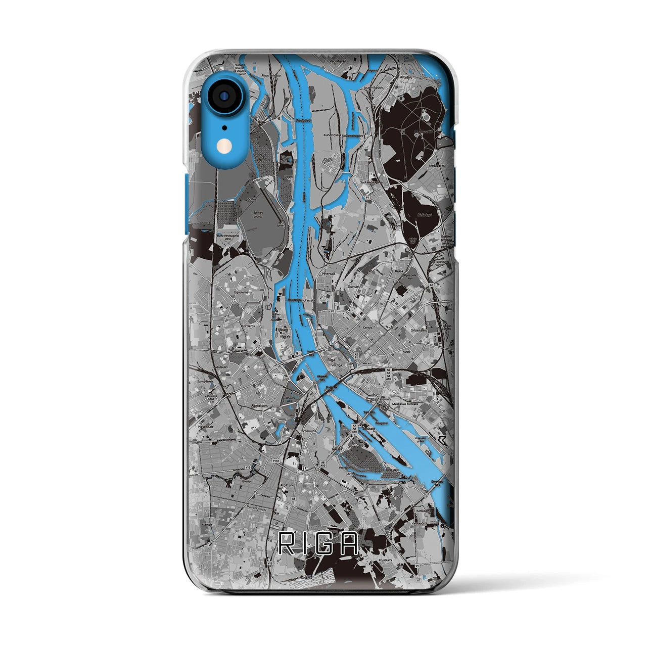 【リガ(ラトビア)】地図柄iPhoneケース(クリアタイプ)